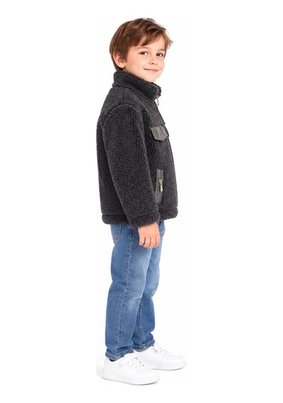 Mavi Boncukk Çocuk Unisex Peluş Welsoft Fermuarlı Kapüşonlu Ve Dik Yaka Polar Mont Ceket Siyah Mavi Boncukk Çocuk Unisex Peluş Welsoft Fermuarlı Kapüşonlu Ve Dik Yaka Polar Mont Ceket Siyah