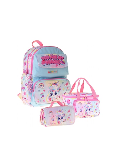 Kaukko Kids Magic Pembe Renk Kız Çocuk Üçlü İlkokul Okul Çantası Seti/takımı - Setkk-l5283a Çok Renkli