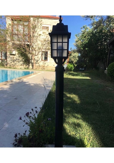 90 Cm Kafesli Plastik Direkli Bahçe Armatürü - Bahçe Lambası Siyah Diğer
