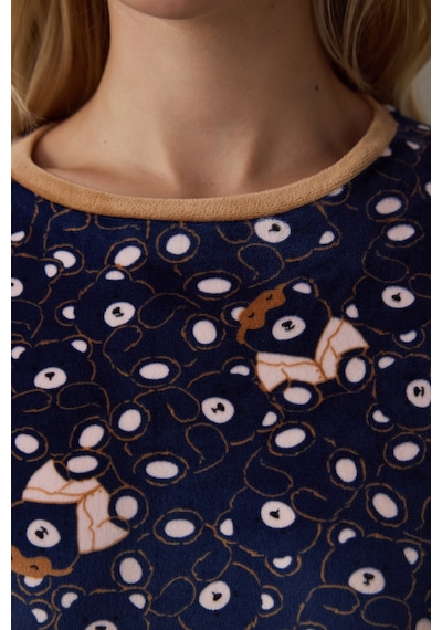 Penti Lacivert Ayı Desenli Sweatshirt Termal Etkili Pijama Üstü Lacivert
