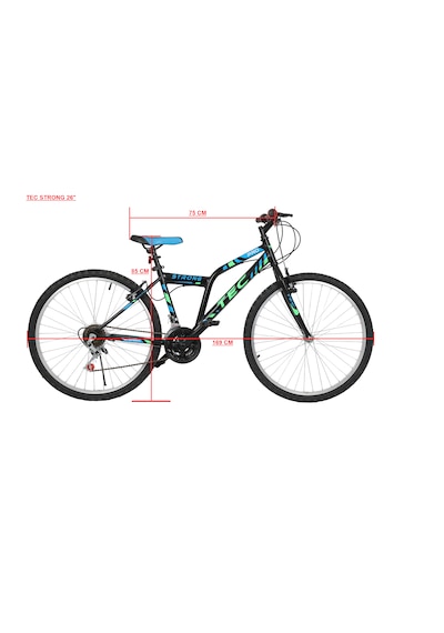 Bisiklet Strong 26" Jant 21 Vites Erkek Dağ Bisikleti Siyah - Mavi & Vitesli Bisiklet Siyah - Mavi