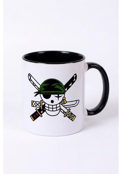 Anime Severlere Özel One Piece Zoro Desenli Hediye Seti Termos, Kupa, Bardak Altlığı 3'lü Hediye Paketi