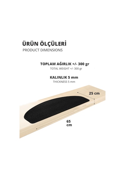 Yarım Ay Bukle Halıdan Ekonomik Basamak Ve Merdiven Paspası 16'lı - Siyah Null