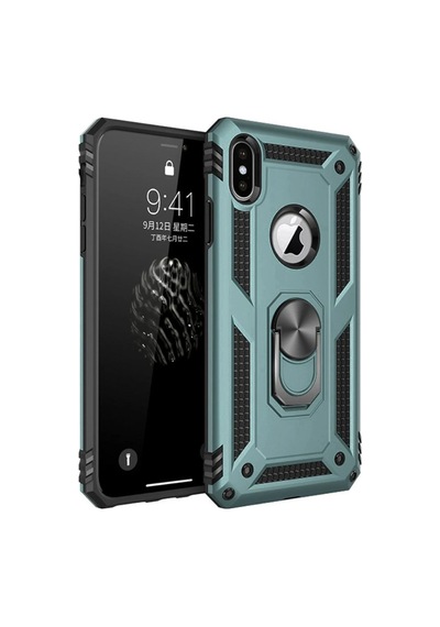 Uryport Apple iPhone Uyumlu Xs Max Kılıf Sofya Yüzüklü Silikon Kapak - Yeşil Çok Renkli