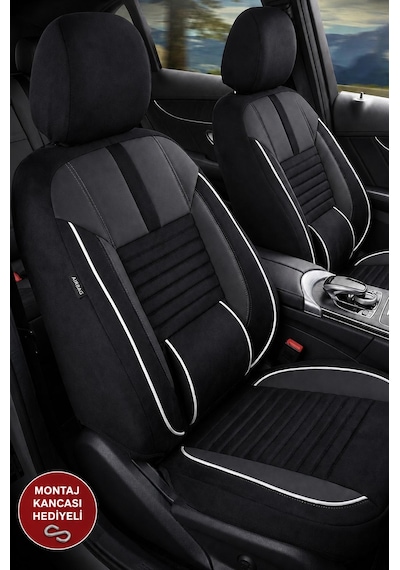 Ford Focus 3 Phantom Siyah Beyaz Tay Tüyü Oto Koltuk Kılıfı Tam Set -ortopedik-kolay Montaj-terletmez 2010-2018
