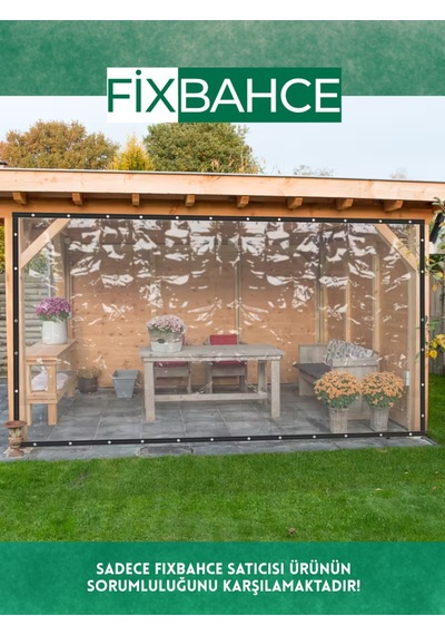 Fixbahçe 5.5mx2.5m Şeffaf Pvc Rüzgar Geçirmez Naylon Branda Beyaz