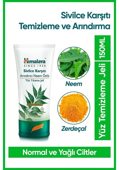 Sivilce Karşıtı Arındırıcı Yüz Temizleme Jeli 150 Ml Neem & Zerdeçal Normal Ve Yağlı Ciltler