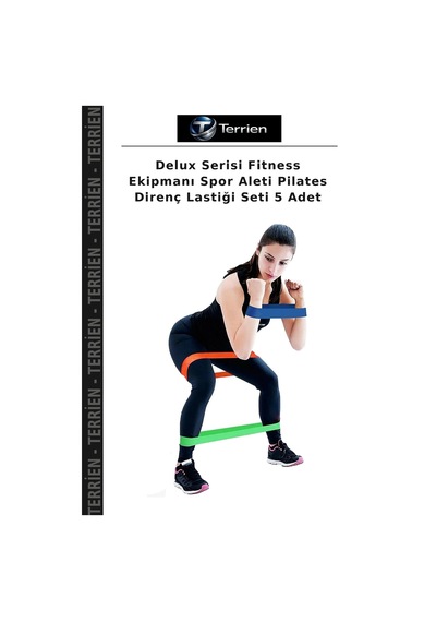 Delux Serisi Fitness Ekipmanı Spor Aleti Pilates Direnç Lastiği Seti 5 Adet Çok Renkli