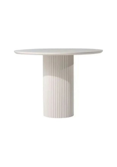 Breeze Yuvarlak Ahşap Bohem Masa 90x90 Beyaz
