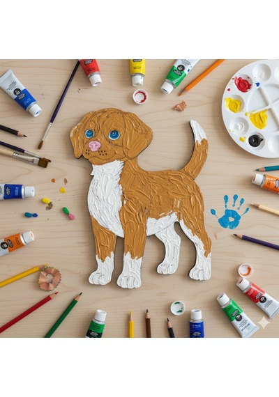 Boyanabilir Ahşap Köpek Figürü 15x12 Cm 10 Adet