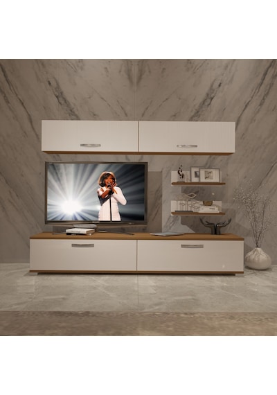 Decoraktiv Eko 5 Slm Std Tv Ünitesi Tv Sehpası - Ceviz Beyaz Ahşap - Beyaz