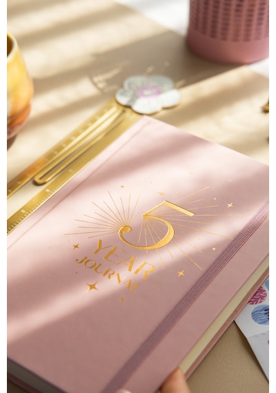 5 Yıllık Süresiz Günlük Ajanda 13x21 - Pembe Pembe