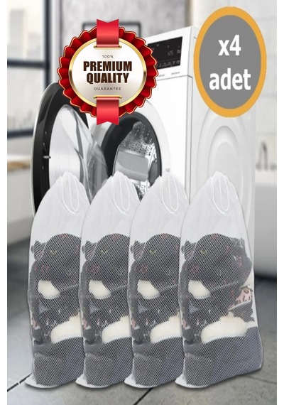 4 Adet Lüx Çamaşır Yıkama Filesi Ipli Çamaşır Bebek Yıkama Torbası 35x45 Diğer