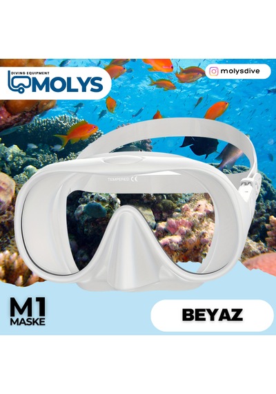 M1 Molys Dalış Maskesi + Kutusu + Şnorkel Seti Beyaz