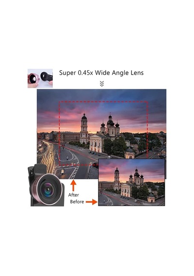 2'si 1 Arada Klipsli Telefon Kamera Lensi 0.45x Ultra Geniş Açı 10x Makro 37mm Evrensel 49mm Uv Port Rose Gold
