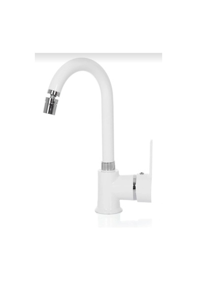 Beyaz Krom Armut Oynar Başlıklı Lavabo Bataryası Çeşmesi