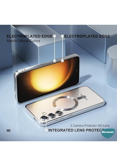 Microsonic Samsung Galaxy Uyumlu S25 Ultra Kılıf Magsafe Luxury Electroplate Mor -