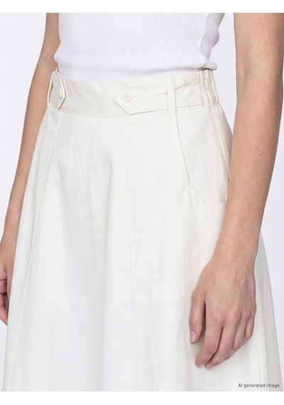 Lcw Modest Ekru Beli Lastikli Gabardin Kloş Etek