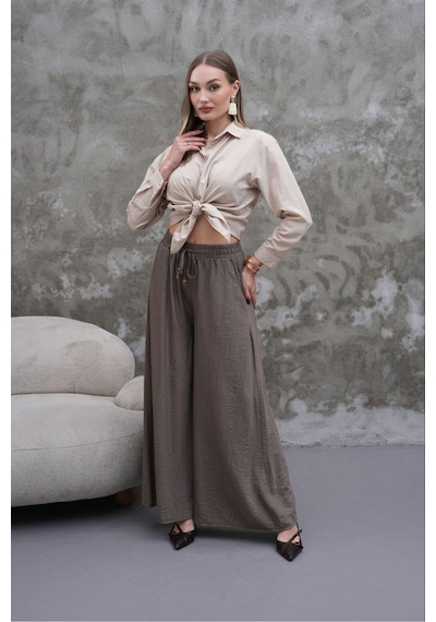 Rawea Kadın Modal Kumaş Etek Pantolon - Oversize & Geniş Paça Füme