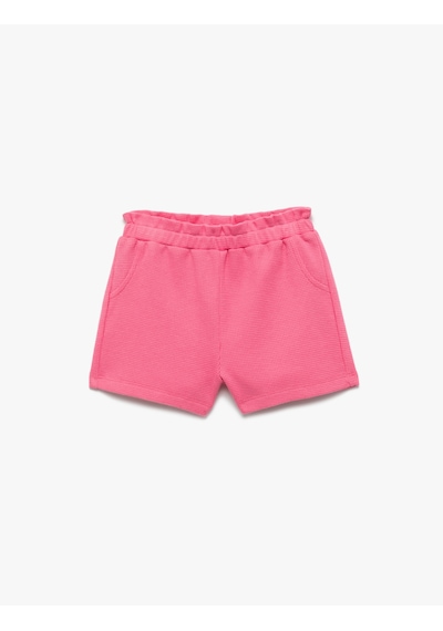 Koton Waffle Dokulu Cepli Beli Lastikli Pamuklu Basic Mini Şort Pembe 5smg40019ak Gül