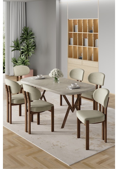 Canisa Radon Serisi Mdf 90x168 Sabit Traverten Mutfak Masa Takımı 6 Krem Sandalye Traverten Masa Krem Sandalye Canisa Radon Serisi Mdf 90x168 Sabit Traverten Mutfak Masa Takımı 6 Krem Sandalye Traverten Masa Krem Sandalye