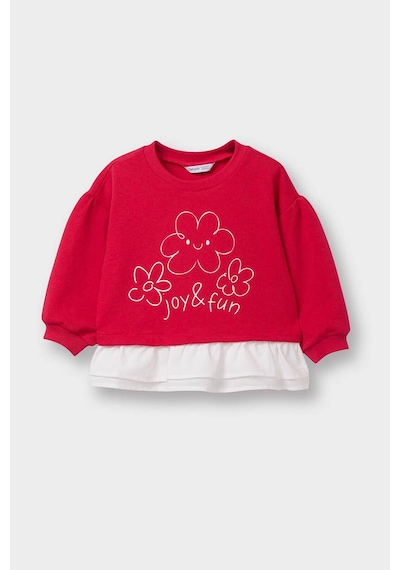 Defacto Fırfır Detaylı Oversıze Çiçekli Sweatshırt Kız Bebek G7417A526SP