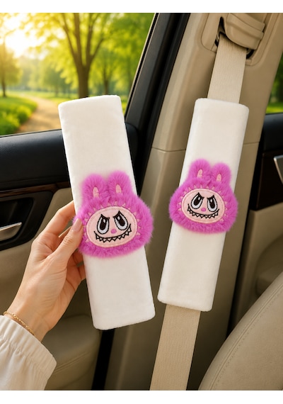Bunny Beyaz Emniyet Kemeri Aksesuarı - Emniyet Kemeri Kılıfı-araç Emniyet Kemeri Omuz Koruyucu 1 Adet