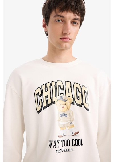 About Blank Defacto Boxy Fit Bisiklet Yaka Baskılı Sweatshirt E6430ax25au Acı Kahverengi