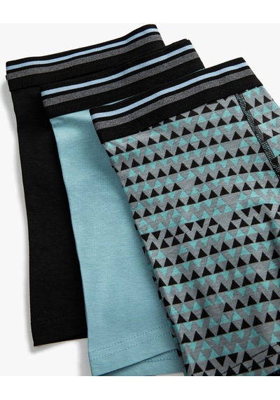 Koton 3'Lü Boxer Seti Geometrik Desenli Beli Lastikli Siyah Desenli 3Slm90020Mk 3Slm90020Mk9D9