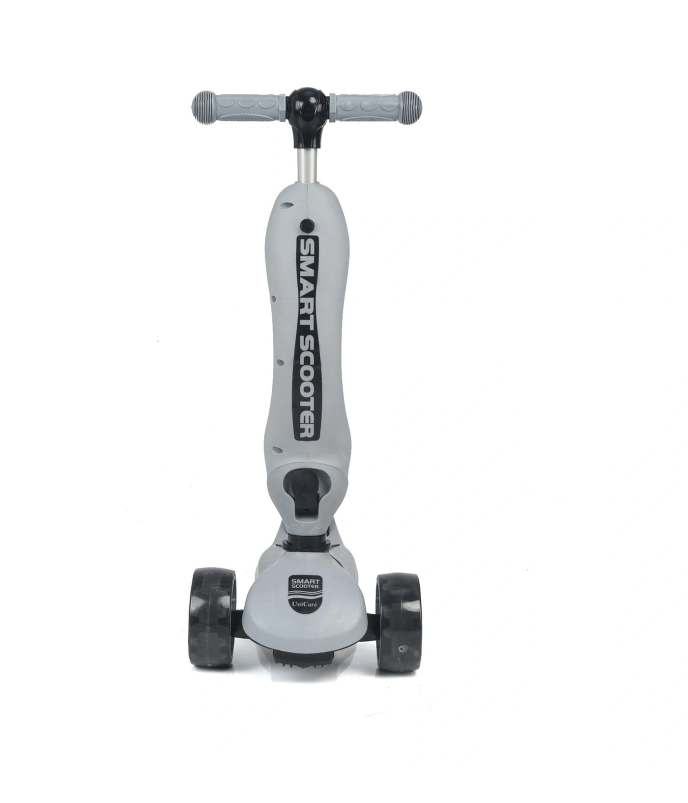 Smart Oturaklı Çocuk Scooter 3 Tekerlekli Işıklı Ledli Scooter Yükseklik Ayarlı Gri