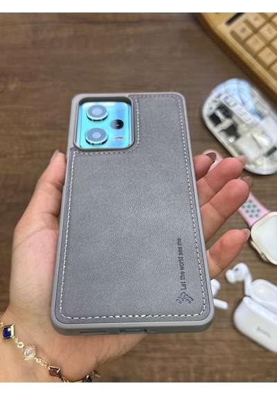 Samsung Galaxy Note 20 Ultra Uyumlu Premium Deri Dokulu Darbelere Dayanıklı Nazal Silikon Kılıf Gri