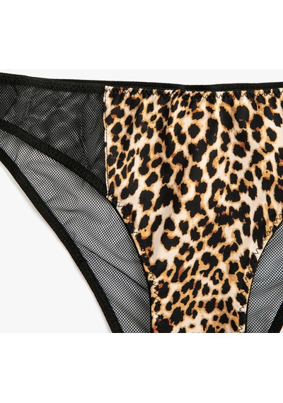 Koton Leopar Desenli Brief Külot Siyah Desenli 4wlk30198mk 4WLK30198MK9D9 Siyah