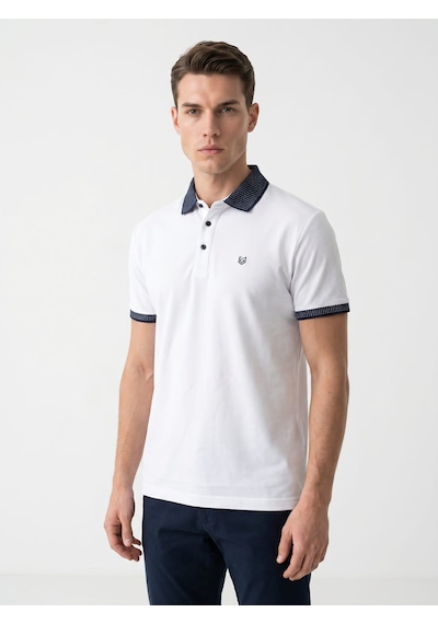 Giyim Dünyası Erkek Polo Yaka Kısa Kol Tshirt Beyaz