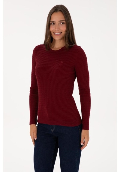 U.s Polo Assn U.s. Polo Assn. G082sz0tk-2226393 Slim Kadın Triko Kazak Bordo