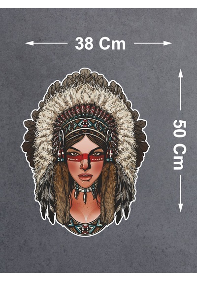 Kızılderili Kız Sticker - Araba Oto Motosiklet Karavan Sticker - 00031 50x38 Cm