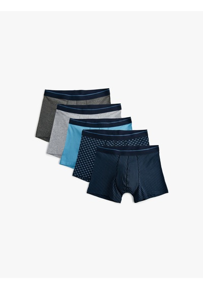 Koton 5'li Boxer Seti Çok Renkli Pamuklu Lacivert 5wlm90013mk Lacivert