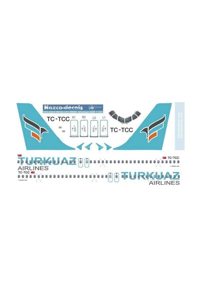 Nazca Decals Atk001 1/144 Ölçek, Air Turkuaz A320 Classic