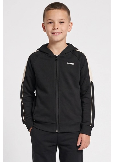 Hummel Logolu Pamuklu Kapüşonlu Yaka Fermuarlı Sweat Erkek Çocuk Sweat 922545-2001 Siyah