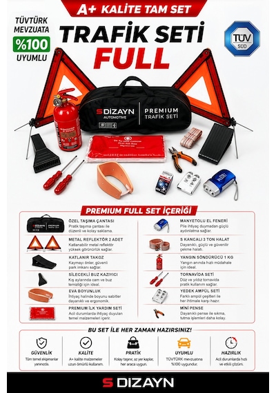 S-dizayn Premium Araç Trafik Seti Full Paket 12 Parça A+ Kalite