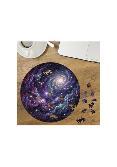 Star Swirl Mandala Tasarımlı Özel Kesim Yuvarlak 272 Parça Ahşap Puzzle Mpda516