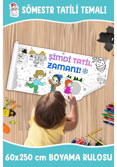 Melolisa Sömestr Tatili Temalı Dev Boyama Rulosu 60x250 Cm