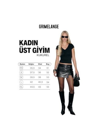 Grımelange Kukurel Kadın Yumuşak Ve Esnek Kumaşlı Derin V Yakalı Bluz Siyah Bluz Siyah