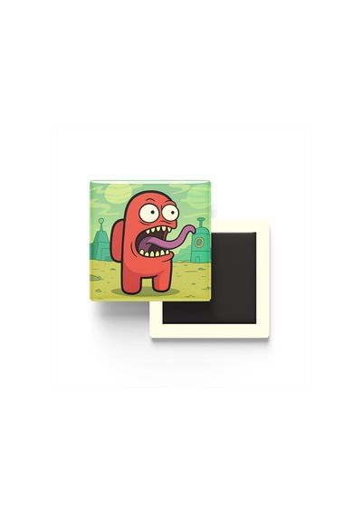 Among Us Impostor - 9x9 Cm Baskılı Kare Buzdolap Magneti
