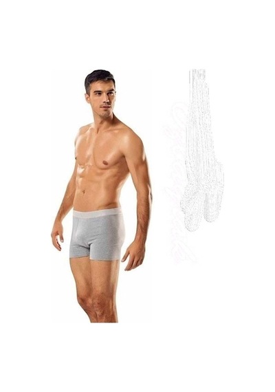 9 Lu Erkek Likralı Boxer - Gri - M-2 Gri