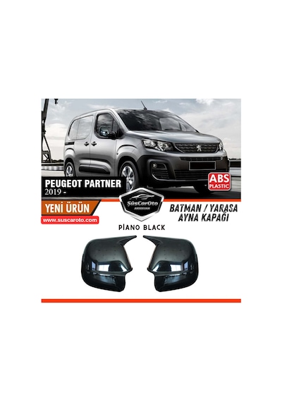 Peugeot Partner 2019 Sonrası Uyumlu Batman Yarasa Ayna Kapağı Piano Black Abs Plastik Sağ Sol Takım 00 Şüscaroto Aksesuar