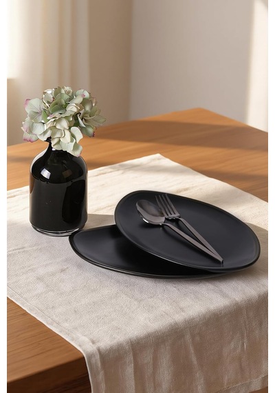 Mat Siyah Bloom Kayık Tabak 31 Cm 2 Adet 956 Çok Renkli