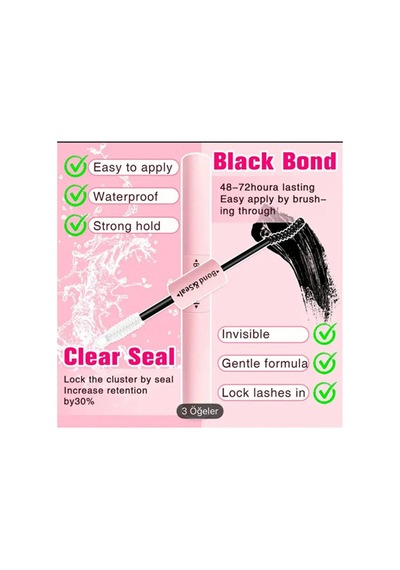 Takma Kirpik Yapıştırıcısı & Sabitleyicisi Çift Taraflı Bond & Seal Güçlü Tutuş, Suya Dayanıklı, U