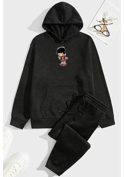 Uyguntarz Unisex Chen Üzümlü Kekim Eşofman Takımı Siyah