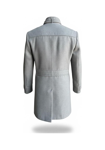 Plus Scorpion Erkek Slim Fit Kaşe Kaban Çıkarılabilir Ribanalı Fermuarlı Yaka, S Xxl Gri