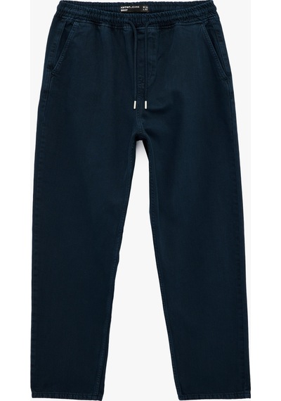 Koton Regular Fit Normal Bel Pamuklu Bol Beli Bağcıklı Baggy Jean Pantolon Lacivert 6sam40265nd